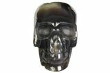 Polished Banded Agate Skull with Quartz Crystal Pocket #148103-2